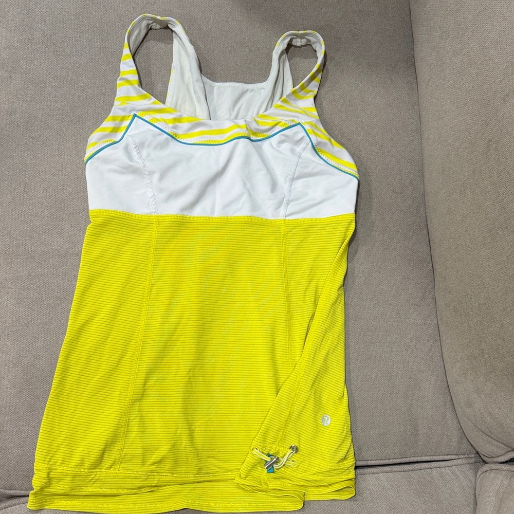 Lululemon Athletica Yellow and White Tank Top sz S/M